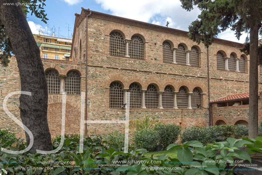THESSALONIKI, GREECE - SEPTEMBER 30, 2017: Ancient Byzantine Church of the Acheiropoietos in the center of city of Thessaloniki, Central Macedonia, Greece